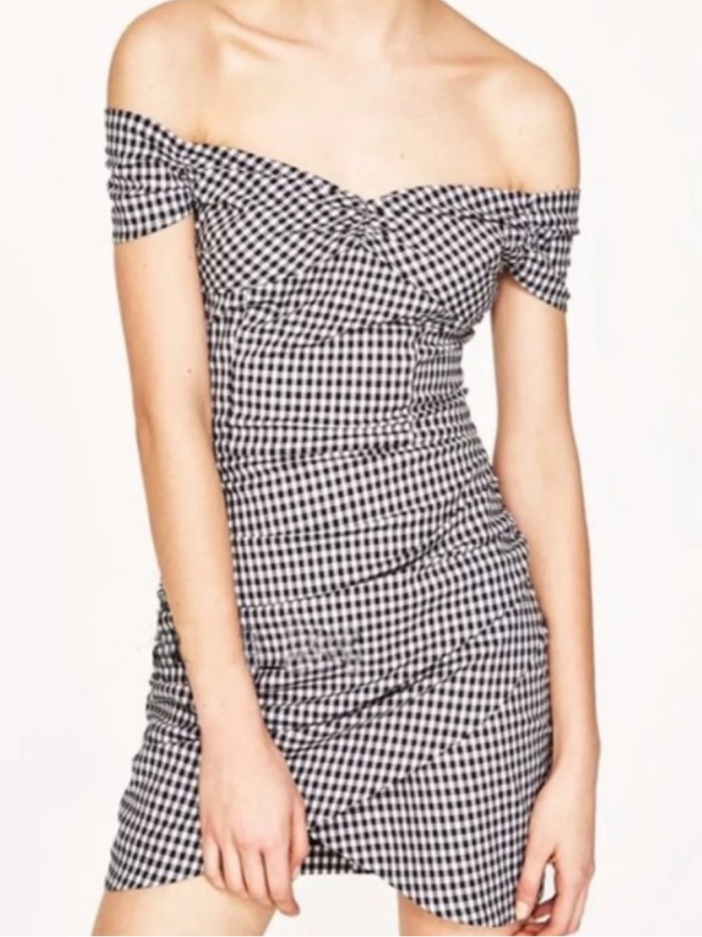ZARA BASIC Black & White Gingham Dress